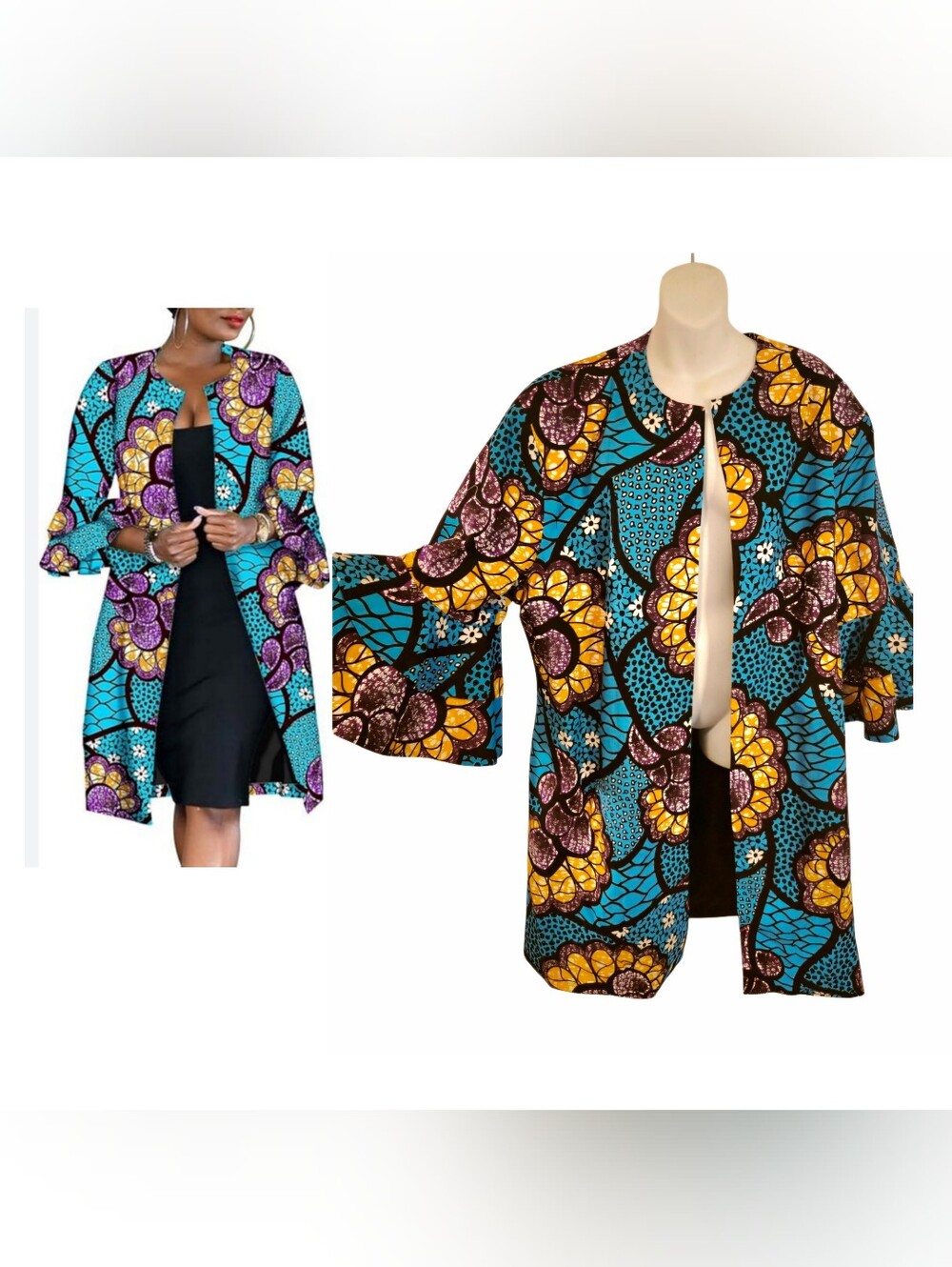 Skywish Long Open Jacket Huge Double Layered Ruffled Sleeves.  Sz 3x.